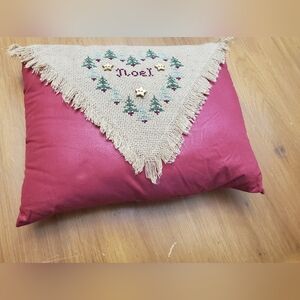 Decorative Christmas throw pillow.  Cranberry  color.